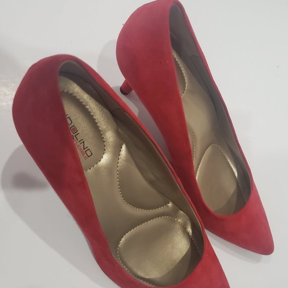NEW ✅ BANDOLINO Red Suede Classic Pump Heel Shoes 8.5 ✨ NEW - Picture 6 of 9